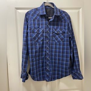 Banana Republic 2005 Plaid Pearl Snap Front Shirt Medium 100% Cotton